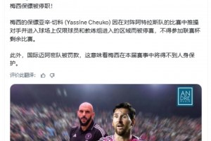 官方：梅西保镖因推搡球员而被永久禁止参加联盟杯
